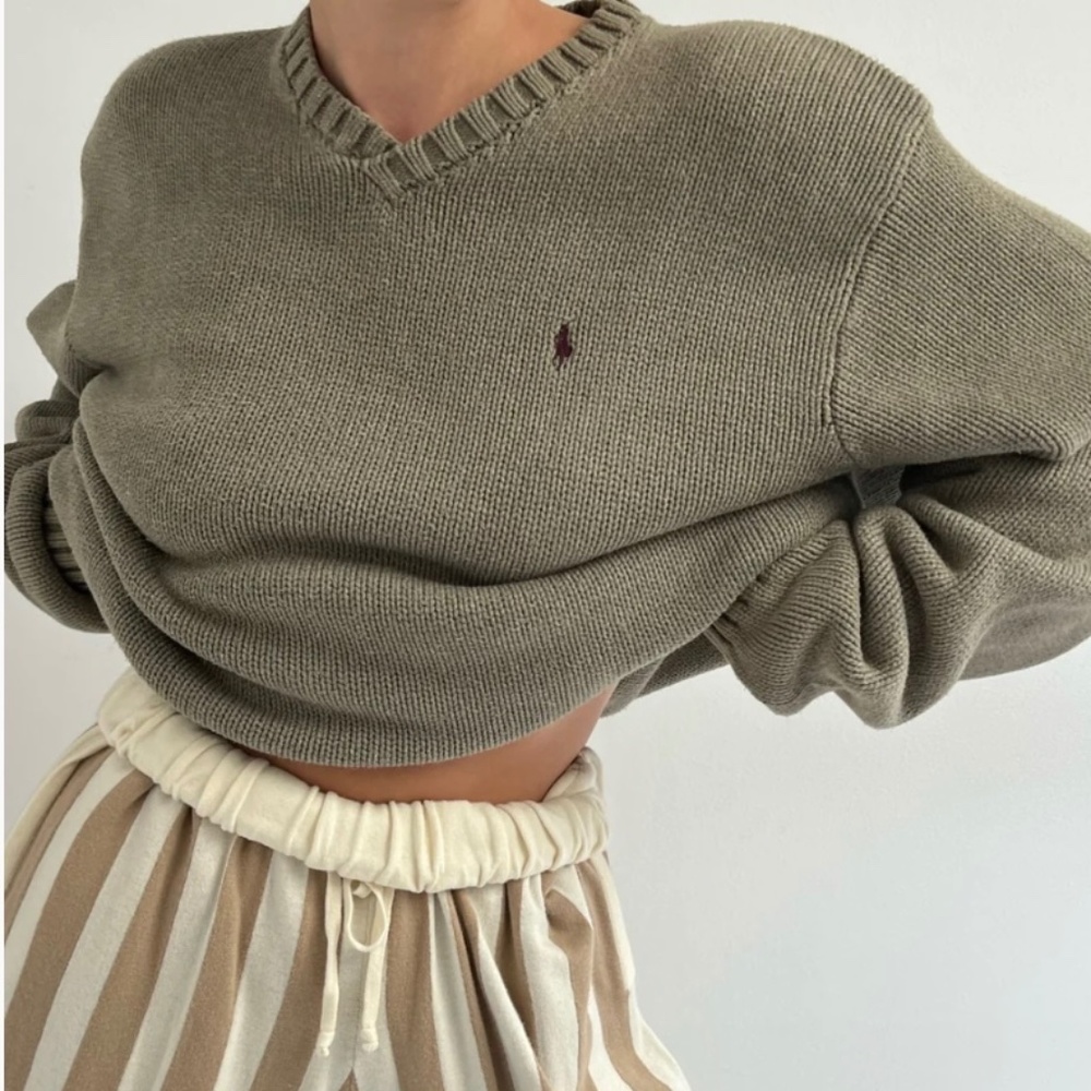 Ralph Lauren Olive Knit V-Neck